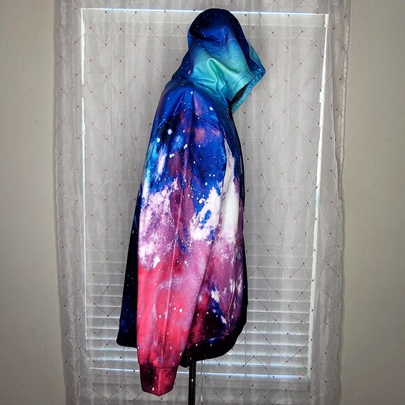 NASA Galaxy Celestial Space Nebula Stars Astronomy 3D All Over Print Hoodie Sz L - Picture 5 of 8